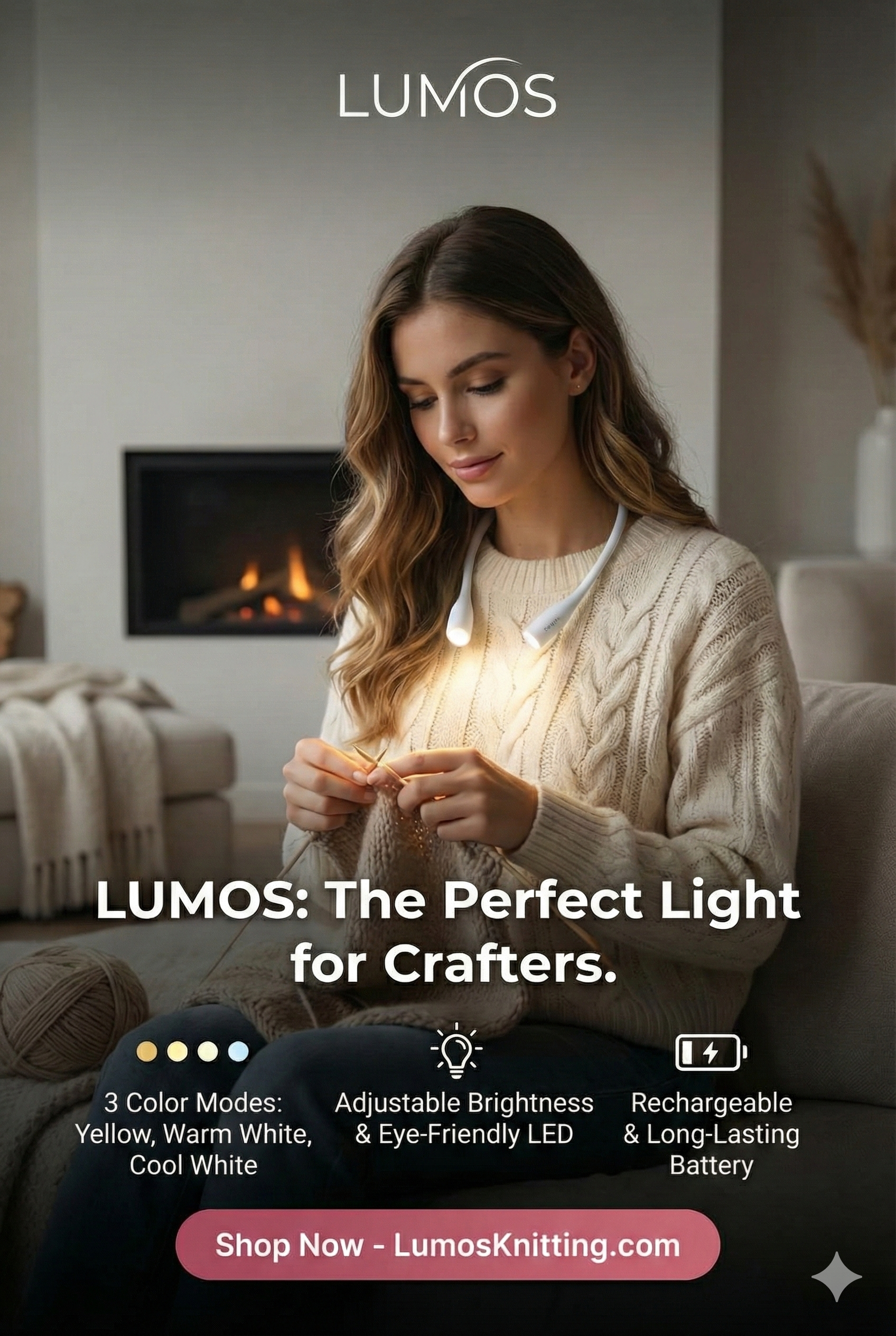 Lumos Neck Light – Hands-Free LED Light for Knitting and Crafts